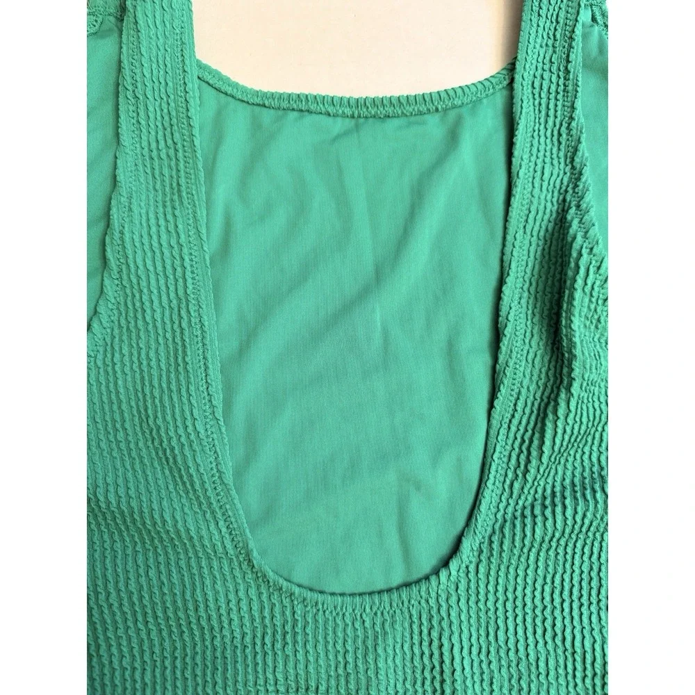 NWT Aerie L Crinkle Birthday Scoop Cheekiest One Piece Jelly Bean Green Swimsuit
